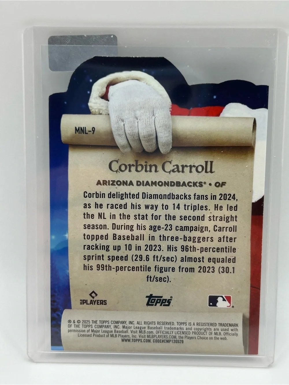 Corbin Carroll Topps 'The Nice List' Baseball Card  ⚾️ Holo Arizona Diamondbacks